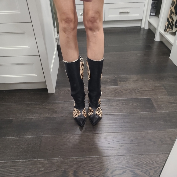 Tall italian leather boots with fur - Picture 2 of 9